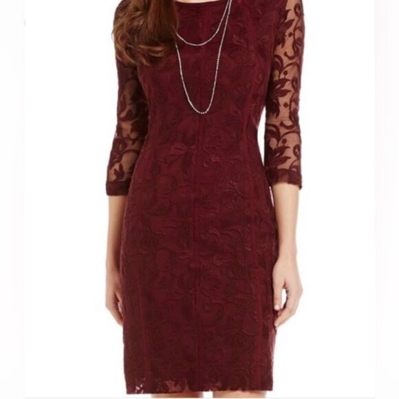 Antonio Melanie Burgundy colored lace dress size 2 - Picture 1 of 5